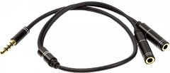 Аудио кабель PowerPlant 3.5 мм (M) – 2x3.5 мм (F), 4 pin, 0.2 м