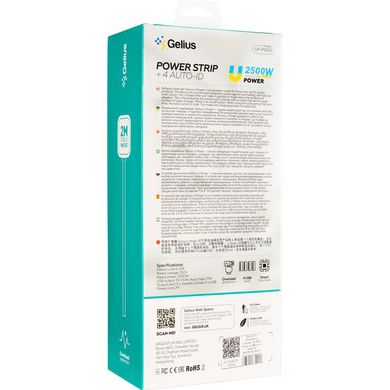 Сетевой фильтр Gelius Pro PowerStrip U-Power  (6 220V Ports/ 4 USB ports 3.4A) 2m GP-PS-002