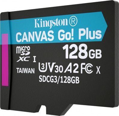Карта памяти Kingston MicroSDHC 128GB UHS-I/U3 Class 10 Kingston Canvas Go! Plus R170/W90MB/s + SD-адаптер (SDCG3/128GB)