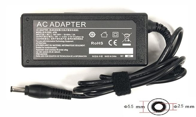 Блок живлення для ноутбуків PowerPlant Acer, Asus 220V, 19V 65W 3.42A (5.5*2.5)