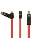 Кабель Remax Linyo RC-072th 3in1 (iPhone/MicroUSB/Type-C) Red 1m