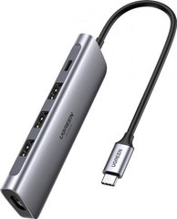 USB-хаб UGREEN CM136 USB Type-C Multifunction Adapter to 3xUSB 3.0+HDMI+PD Space Gray (70495)