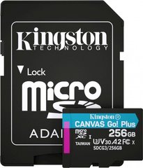 Карта пам'яті Kingston MicroSDHC 256GB UHS-I/U3 Class 10 Kingston Canvas Go! Plus R170/W90MB/s + SD-адаптер (SDCG3/256GB)