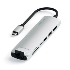 Хаб Satechi Aluminum Type-C Slim Multi-Port with Ethernet Adapter Silver (ST-UCSMA3S)