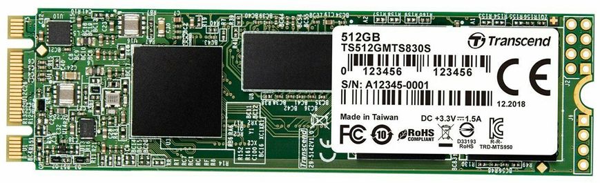Накопичувач Transcend SSD MTS830S 512GB M.2 SATA SATA III 3D-NAND TLC (TS512GMTS830S)