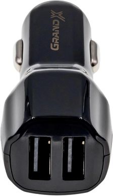 Автомобільний зарядний пристрій Grand-X (2USB 2.1A) Black (CH-26)