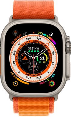 Apple Watch Ultra GPS + Cellular 49mm Titanium Case with Orange Alpine Loop - Medium (MQFL3)