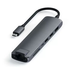 Хаб Satechi Aluminum Type-C Slim Multi-Port with Ethernet Adapter Space Gray (ST-UCSMA3M)