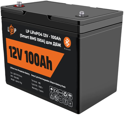 Аккумулятор для ИБП LogicPower LiFePO4 12V (12,8V) - 100 Ah (1280Wh) (Smart BMS 100А) с BT пластик для ИБП (20197)