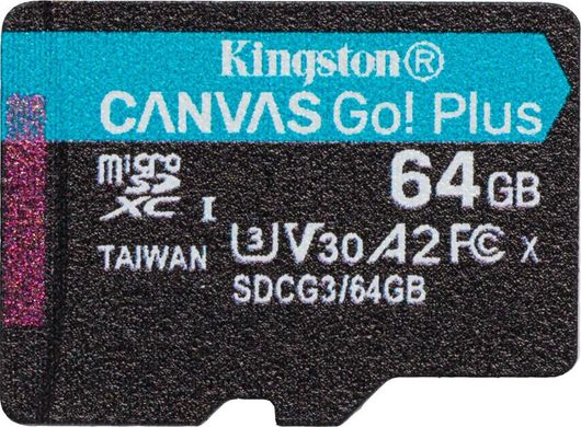 Карта памяти Kingston MicroSDXC 64GB UHS-I/U3 Class 10 Kingston Canvas Go! Plus R170/W70MB/s (SDCG3/64GBSP)