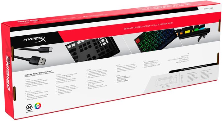 Клавіатура HyperX Alloy Origins Red USB RGB PBT ENG/RU Black (639N3AA)