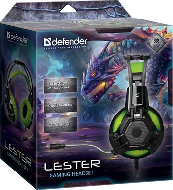 Навушники Defender Lester Black-Green (64543)