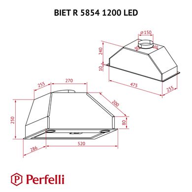 Витяжка Perfelli BIET R 5854 BL 1200 LED