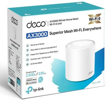 Wi-Fi роутер TP-LINK DECO X50 1PK AX3000 (DECO-X50-1-PACK)