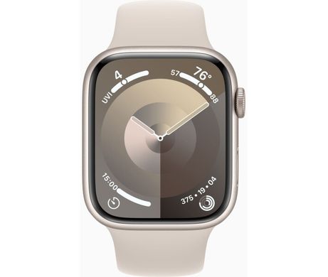 Apple Watch Series 9 GPS 45mm Starlight Aluminium Case with Starlight Sport Band S/M (MR963QP/A)
