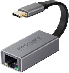 Перехідник Promate GigaLink-C USB Type-C / Ethernet 1Гбіт / c Grey (gigaLink-c.grey)