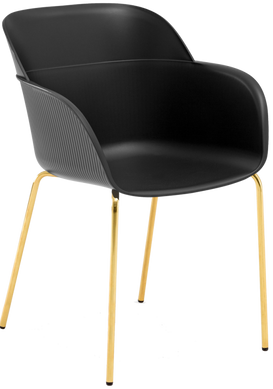 Кресло Tilia Shell-MG ножки металлические золото, черное сиденье