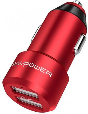 Автомобільний зарядний пристрій RavPower USB Car Charger 2xUSB 24W Red (RP-VC006RD)
