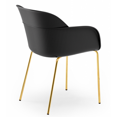Кресло Tilia Shell-MG ножки металлические золото, черное сиденье