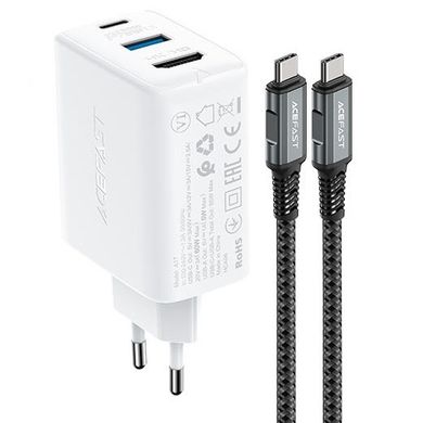 Сетевое зарядное устройство для ACEFAST A17 65W GaN multi-function HUB charger set White