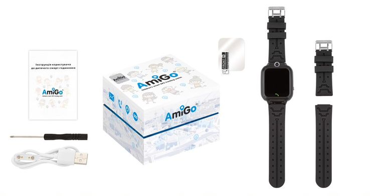 Дитячий смарт годинник AmiGo GO007 FLEXI GPS Black