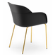 Крісло Tilia Shell-MG ніжки металеві золото, чорне сидіння