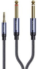 Аудіокабель Usams US-SJ540 3.5mm to Dual 6.35mm Aluminum Alloy Audio Cable 2m Tarnish (SJ540YP01)