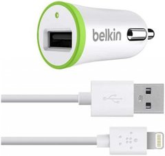 Автомобільний зарядний пристрій Belkin Car Charger with Lightning to USB Cable (10 watt / 2.4 Amp) White