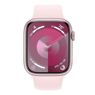 Apple Watch Series 9 GPS + Cellular 41mm Pink Aluminum Case with Light Pink Sport Band - S/M (MRHY3)