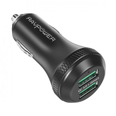 Автомобільний зарядний пристрій RavPower USB Car Charger 2xUSB Qualcomm Quick Charge 3.0 36W Black (RP-VC007)