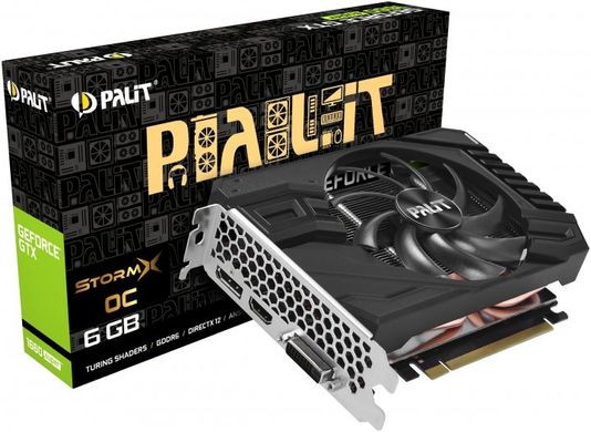 Видеокарта Palit PCI-Ex GeForce GTX 1660 Super StormX OC 6GB GDDR6 (192bit) (1530/14000) (1 x DVI, 1 x HDMI, 1 x DisplayPort) (NE6166SS18J9-161F)