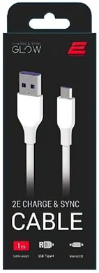 Кабель 2E USB-A - microUSB Glow 1m white (2E-CCAM-WH)