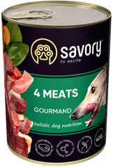 Вологий корм для дорослих собак Savory з чотирма видами м'яса, 400 г (30396)