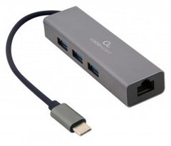 USB-хаб Cablexpert 3хUSB3.1 метал Grey (A-CMU3-LAN-01)