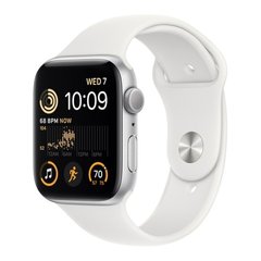 Apple Watch SE 2 GPS 44mm Silver Aluminium with White Sport Band - M/L MNTJ3