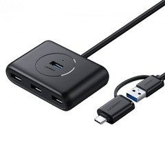 USB-хаб UGREEN CR113 USB 3.0 with USB Type-C Plug 4 Ports HUB 1m Black (40850)