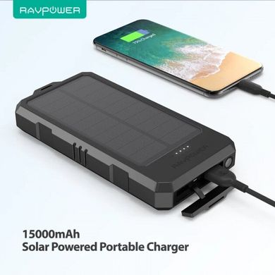 Універсальна мобільна батарея RAVPower 15000mAh Solar Portable Charger Waterproof Dustproof Shockproof (RP-PB124)