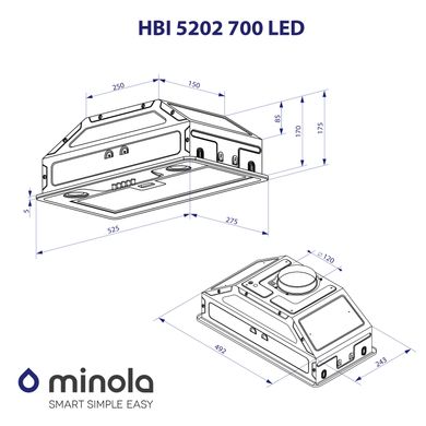 Витяжка Minola HBI 5202 GR 700 LED