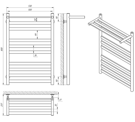 Рушникосушка Laris Кватро П10 500x800 з полицею (71207566)