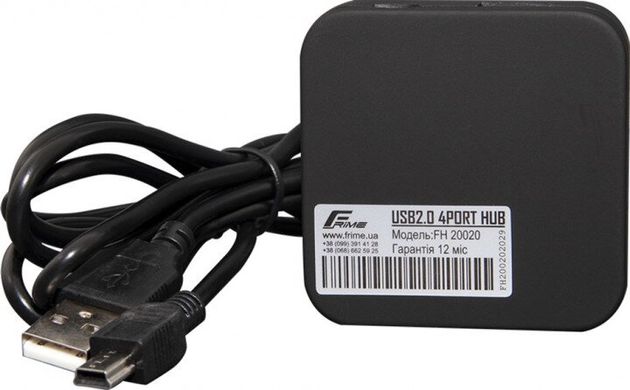 Хаб USB 2.0 Frime 4хUSB2.0 Black (FH-20020)