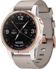 Смарт-годинник Garmin D2 Delta S Aviator Watch White / Rose Gold with Beige Leather & White Silicone Bands