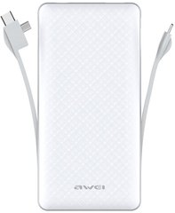 Универсальная мобильная батарея Awei P62K Power Bank with cable 20000mAh Li-Polimer White