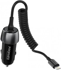 Автомобильное зарядное устройство Promate PowerDrive-33PDI, 33 Вт, USB-C порт + Lightning кабель Black (powerdrive-33pdi.black)