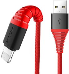Кабель Rock Hi-Tensile lightning Charge & Sync round Cable 1,2M Red