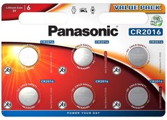 Батарейки Panasonic CR 2016 BLI 6 Lithium (CR-2016EL/6B)