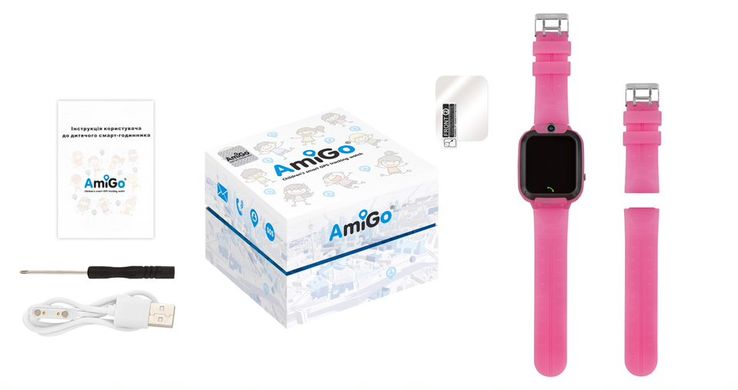 Дитячий смарт годинник AmiGo GO007 FLEXI GPS Pink
