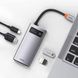 USB-Хаб Baseus Metal Gleam Series 4-in-1 Multifunctional Type-C HUB Docking Station Gray (Type-C to USB3.0*3+RJ45*1）