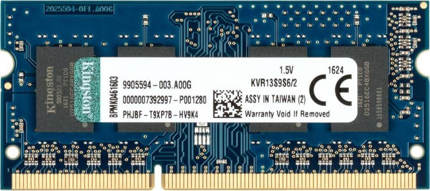 Оперативна пам'ять Kingston SODIMM DDR3-1333 2048MB PC3-10600 (KVR13S9S6/2)