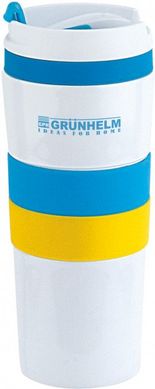 Термочашка Grunhelm з силіконовою накладкою 380 мл Жовто-блакитна (GTC401)