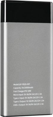 Універсальна мобільна батарея Gelius Pro Edge (V2PD) GP-PB20-007 20000mAh 2.1A Grey